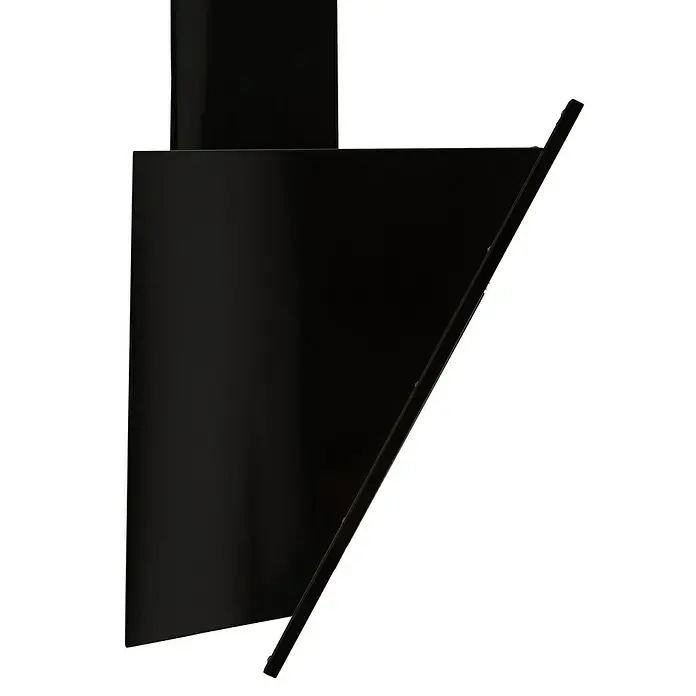 Respekta Schräghaube Nele - Breite: 90 cm, Max. Gebläseleistung Abluftbetrieb: 502,6 m³/h, Blacksteel - Abbildung einer schwarzen Dunstabzugshaube, die ein schlankes, modernes Design und eine effiziente Entfernung von Küchendämpfen und Gerüchen bietet.