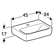 Geberit Renova Plan Waschbecken (45 x 34 cm, Mit schmutzabweisender Glasur, Hahnloch: Mitte, Ohne Überlauf, Weiß) | BAUHAUS