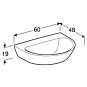 Geberit Renova Waschtisch (60 x 48 cm, Mit schmutzabweisender Glasur, Hahnloch: Ohne, Ohne Überlauf, Weiß) | BAUHAUS