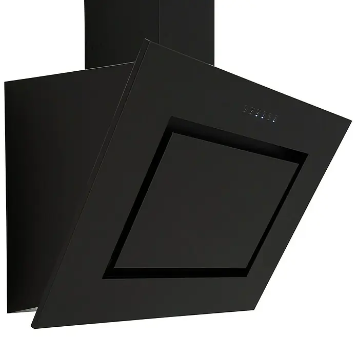 Respekta Schräghaube Nele - Breite: 90 cm, Max. Gebläseleistung Abluftbetrieb: 502,6 m³/h, Blacksteel - Schwarze Dunstabzugshaube für die Küche, modernes Design und effiziente Luftreinigung für ein angenehmes Kocherlebnis.