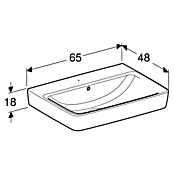 Geberit Renova Plan Waschtisch (65 x 48 cm, Ohne Spezialglasur, Hahnloch: Ohne, Mit Überlauf, Weiß) | BAUHAUS