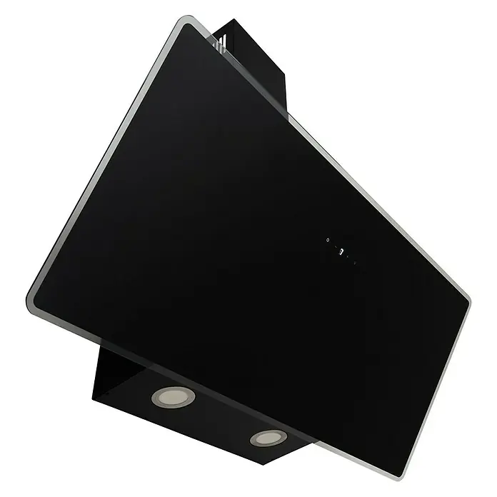 Respekta Schräghaube Lora - Breite: 89,5 cm, Max. Gebläseleistung Abluftbetrieb: 490,6 m³/h, Schwarz - Schwarze Dunstabzugshaube mit Beleuchtung und silberner Umrandung. Perfekt für eine moderne Küche und effiziente Luftreinigung beim Kochen.