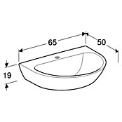 Geberit Renova Waschtisch (65 x 50 cm, Ohne Spezialglasur, Hahnloch: Mitte, Ohne Überlauf, Weiß) | BAUHAUS