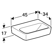 Geberit Renova Plan Waschbecken (45 x 34 cm, Ohne Spezialglasur, Hahnloch: Ohne, Ohne Überlauf, Weiß) | BAUHAUS