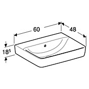 Geberit Renova Plan Waschtisch (60 x 48 cm, Mit schmutzabweisender Glasur, Hahnloch: Ohne, Mit Überlauf, Weiß) | BAUHAUS