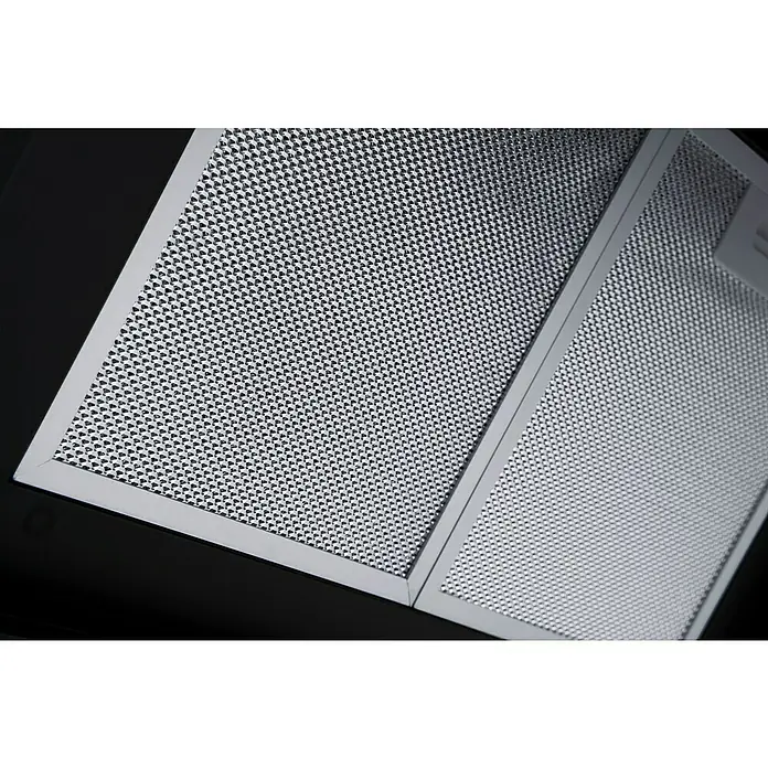 Respekta Schräghaube Elva - Breite: 90 cm, Max. Gebläseleistung Abluftbetrieb: 502,6 m³/h, Schwarz/Silber - Detailaufnahme von Dunstabzugshaubenfiltern, die eine effektive Luftreinigung in der Küche gewährleisten.