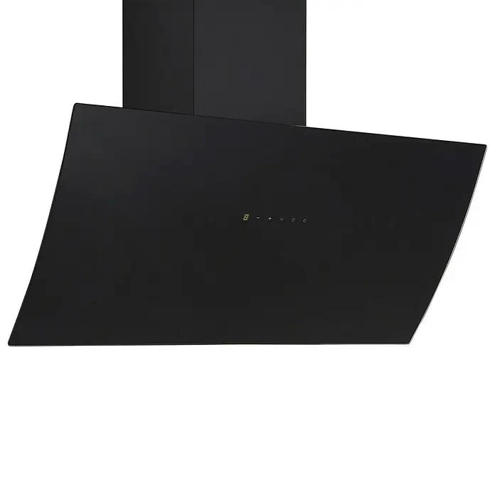 Respekta Schräghaube Selia - Breite: 90 cm, Max. Gebläseleistung Abluftbetrieb: 619,3 m³/h, Schwarz - Schwarze Dunstabzugshaube mit Bedienelementen für die Küche zur Beseitigung von Kochdünsten und Gerüchen.