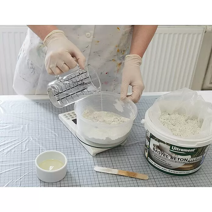 Ultrament Beton-Gießmasse Bastel Beton Weiss - Weiß, 3,5 kg - Anwendungsbeispiel