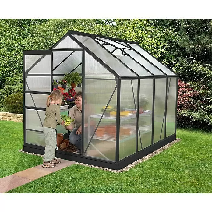 Vitavia Gewächshaus Venus 5000 - Außenmaß inkl. Dachüberstand (B x T): 195 x 257 cm, 6 mm, Schwarz - Anwendungsbeispiel