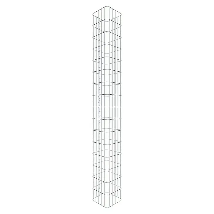 Gabiona Gabionensäule - 27 x 27 x 160 cm, Stahl, Maschenbreite: 50 mm, Maschenhöhe: 100 mm, Spirale - Aufnahme einer hoch aufragenden, strukturierten Weinflaschenaufbewahrung aus Metall, die Funktionalität und zeitgenössisches Design vereint.