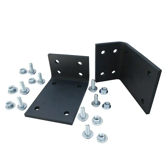 Solid Elements Deckenmontage-Set - Passend für: Solid Elements Vollkassettenmarkise Solid-S - Schwarze Winkelverbinder mit Schrauben und Muttern, ideal für robuste Konstruktionen und sichere Verbindungen. Perfekt für Heimwerker und Profis.