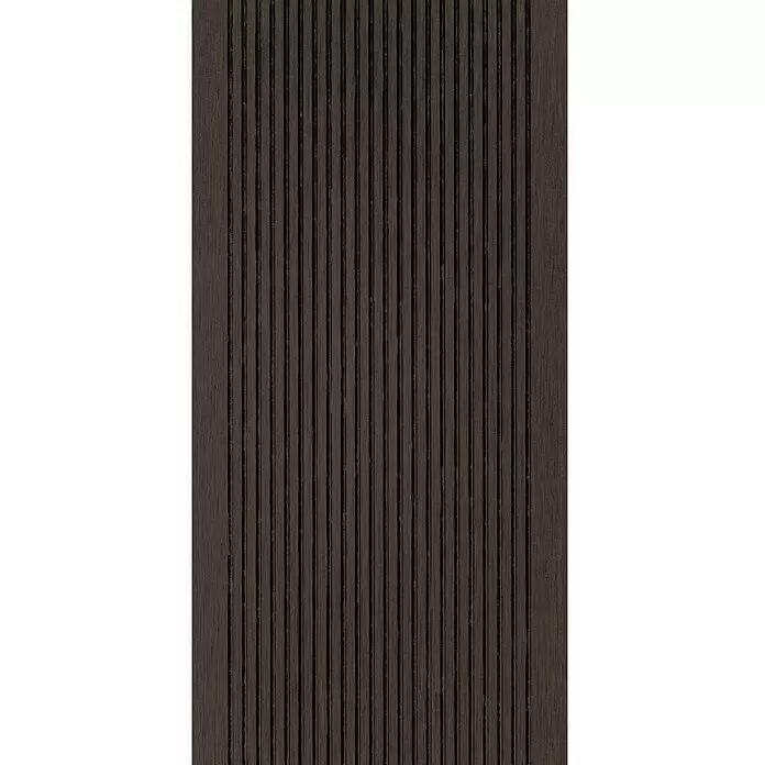 WPC-Terrassendiele Dark Brown - 300 x 13,5 x 2,1 cm, Dunkelbraun - Dunkelbraunes geriffeltes Paneel mit Holzoptik.