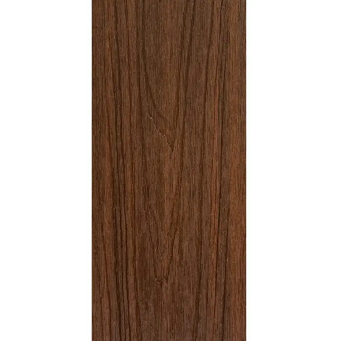 b!design Tablón para terraza WPC - 300 x 13,8 x 2,25 cm, Ipe - Primer plano de madera marrón oscuro que muestra una textura cálida y natural perfecta para muebles o pisos.
