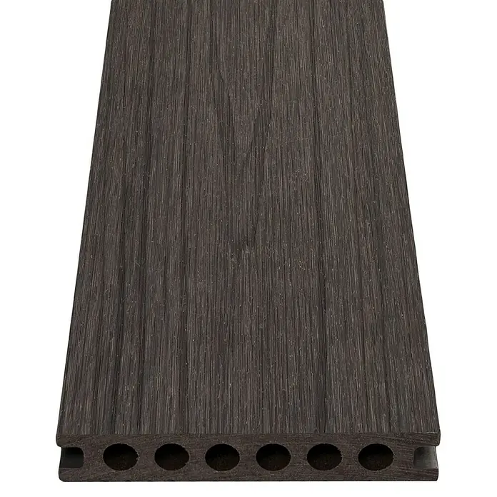 b!design Tablón para terraza WPC - 300 x 13,8 x 2,25 cm, Gris - Tablero de terraza compuesto marrón con superficie ranurada y cámaras huecas para uso exterior, de bajo mantenimiento y resistente a la intemperie.
