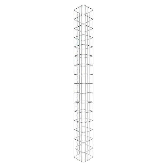 Gabiona Gabionensäule - 22 x 22 x 160 cm, Stahl, Maschenbreite: 50 mm, Maschenhöhe: 100 mm, Spirale - Aufnahme eines modernen, silbernen Weinkühlschranks mit klaren Linien und minimalistischem Design, ideal für stilvolle Weinlagerung.