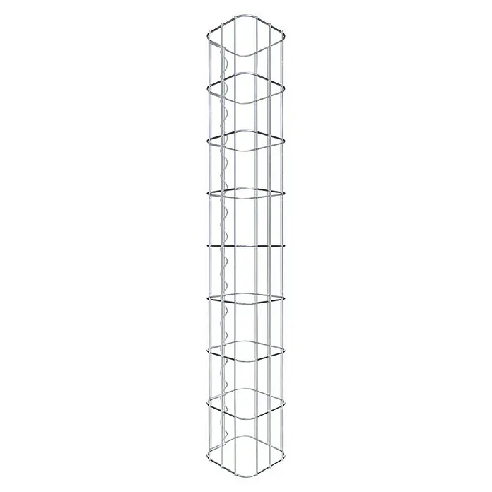 Gabiona Gabionensäule - 17 x 80 cm, Stahl, Maschenbreite: 50 mm, Maschenhöhe: 100 mm - Das Bild zeigt einen vertikalen Pflanzenroller, der aus Metall gefertigt ist und eine spiralförmige Stütze im Inneren hat.