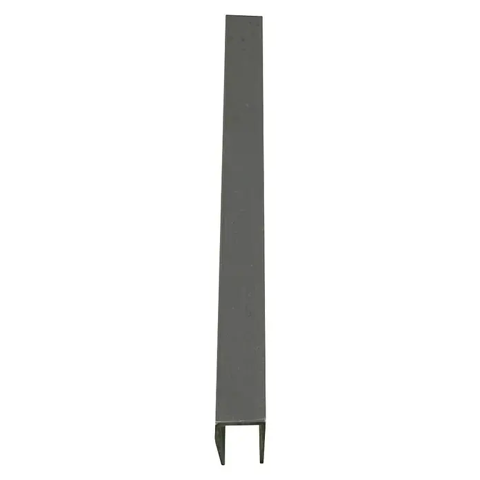 Gardol Sichtschutz-Abdeck-U-Profil - Länge: 150 cm, Anthrazit - Nahaufnahme eines U-Profils aus grauem Metall, das in einem minimalistischen Design für verschiedene Konstruktionsanwendungen eingesetzt werden kann.