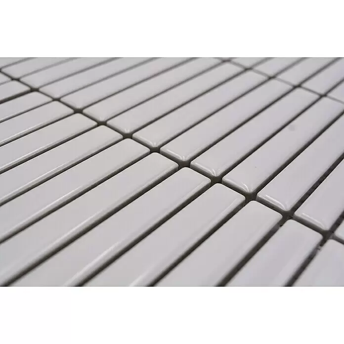Mosaikfliese Kitkat Uni CG BBM 11 - 30,8 x 28,2 cm, Weiß, Glänzend - Detailaufnahme
