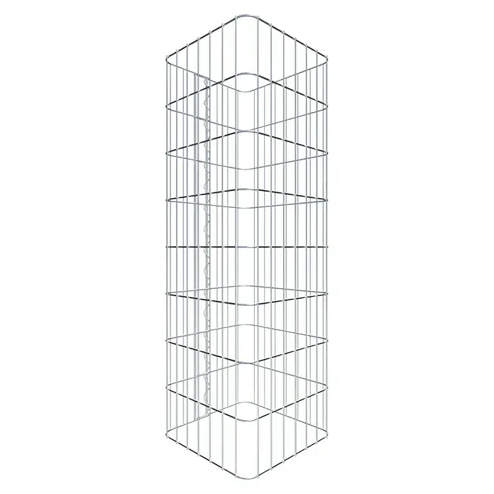 Gabiona Gabionensäule - 37 x 80 cm, Stahl, Maschenbreite: 50 mm, Maschenhöhe: 100 mm - Metallstruktur eines zylindrischen Käfigs mit spiralförmigen Elementen. Sie bietet Stabilität und einen offenen, modernen Look für jeden Raum.