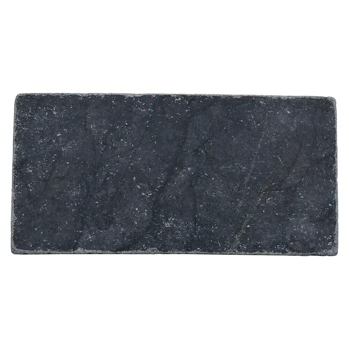 Antikmarmorfliese Nero - 7,5 x 15 cm, Schwarz, Matt - Rechteckiger, dunkelgrauer Pflasterstein mit unregelmäßiger Oberfläche für Außenbereiche und Gartenwege.