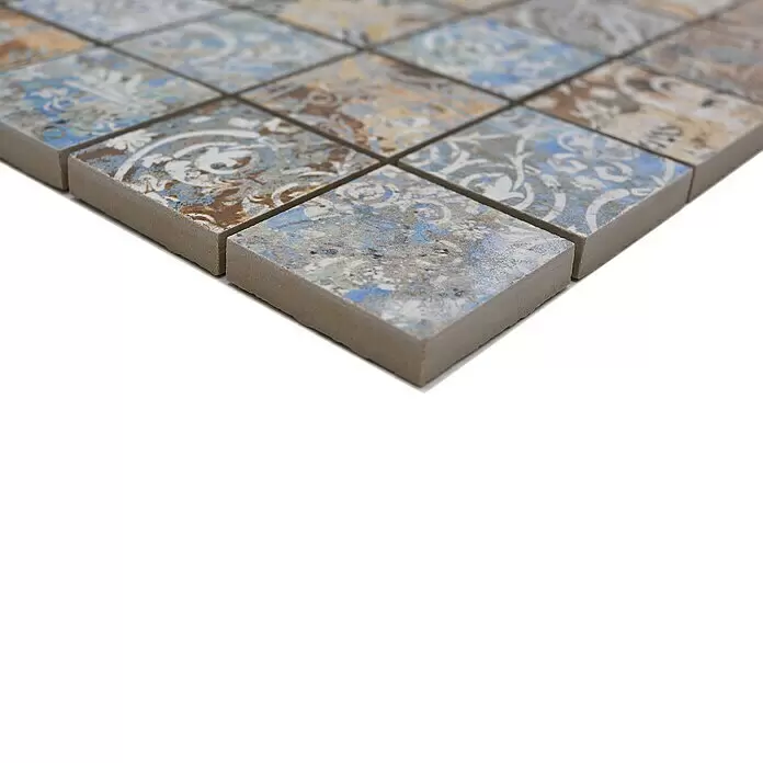 Mosaikfliese Quadrat Curtain 47 Strong Colour Mix CV 47MSC - 29,5 x 29,5 cm, Beige/Braun/Blau, Matt - Detailaufnahme