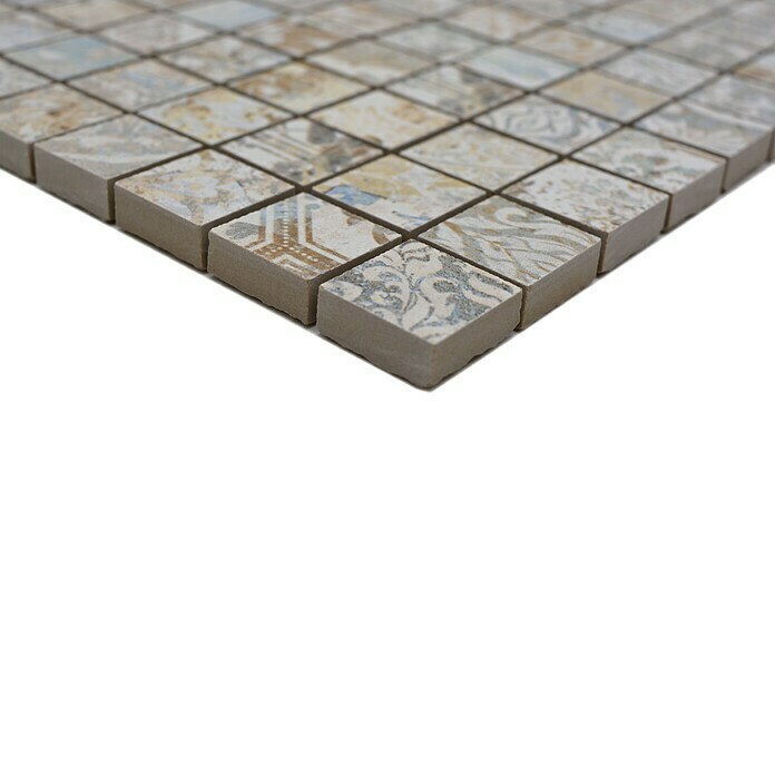 Mosaikfliese Quadrat Curtain Mixlight Colour CS 25MLC29,5 x 29,5 cm, Beige/Braun/Blau, Matt Detail Shot