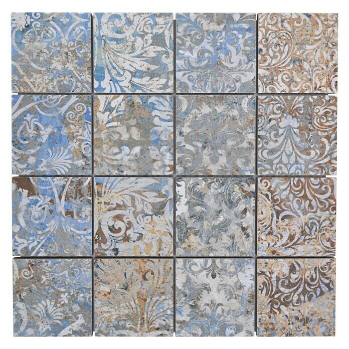 Mosaikfliese Quadrat Curtain 71 Strong Colour Mix CV 71MSC29 x 29 cm, Beige/Braun/Blau, Matt Top View