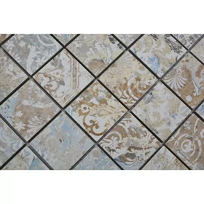 Mosaikfliese Quadrat Curtain 47 Mixlight Colour CS 47MLC - 29,5 x 29,5 cm, Beige/Braun, Matt - Detailaufnahme