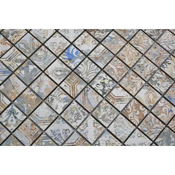 Mosaikfliese Quadrat Curtain 25 Strong Colour Mix CV 25MSC - 29,5 x 29,5 cm, Beige/Braun, Matt - Detailaufnahme