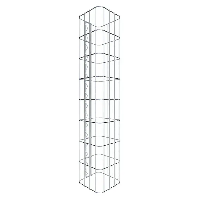 Gabiona Gabionensäule22 x 22 x 80 cm, Metall, Maschenbreite: 50 mm, Maschenhöhe: 100 mm - Vertikale Windkraftanlage mit spiralförmigen Rotorblättern in einem silbernen Käfig. Ideal für die urbane Energiegewinnung.