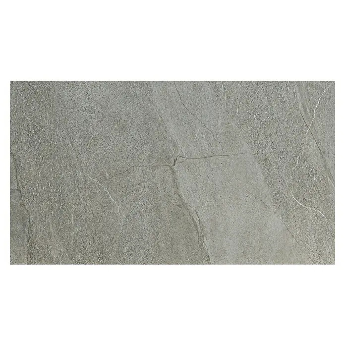 Pavimento porcelánico Halley - 30 x 60 cm, Silver, Mate, Rectificado - Primer plano de una baldosa de gres gris con vetas finas y tonos naturales, ideal para diseños modernos de suelos y paredes.