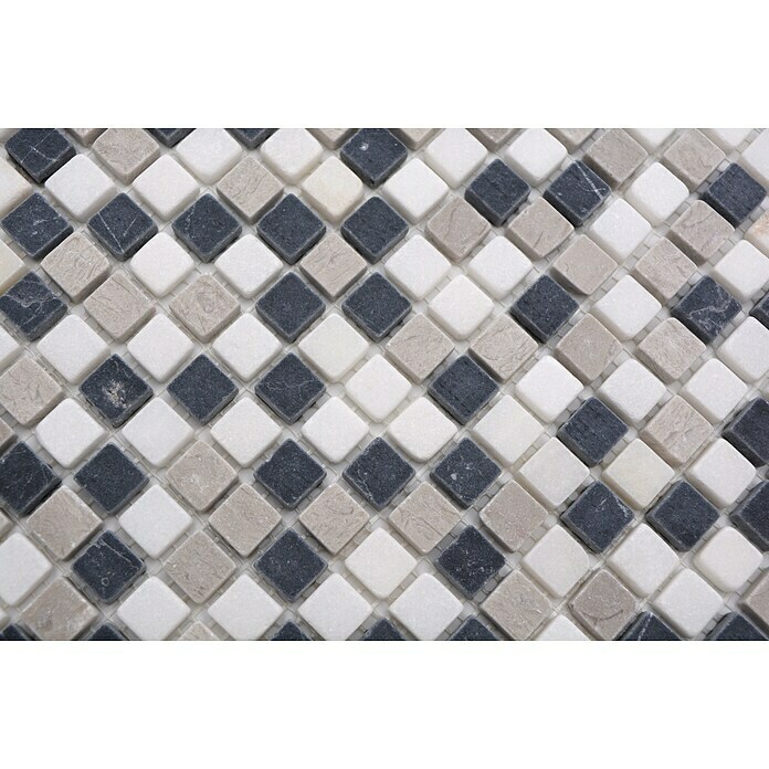 Mosaikfliese Quadrat Mix MOS 15/112532,2 x 30,5 cm, Beige/Grau/Schwarz, Matt Detail Shot