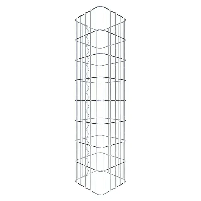 Gabiona Gabionensäule - 27 x 80 cm, Stahl, Maschenbreite: 50 mm, Maschenhöhe: 100 mm - Gerüststruktur: Ein Turm aus Metallrahmen mit spiralförmiger Verstärkung, der Stabilität und Haltbarkeit bietet.\n