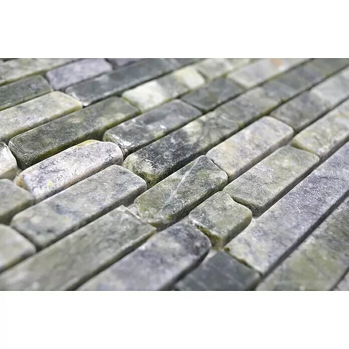 Mosaikfliese Uni MOS BRICK 407 - 32,2 x 30,5 cm, Grün, Matt - Detailaufnahme
