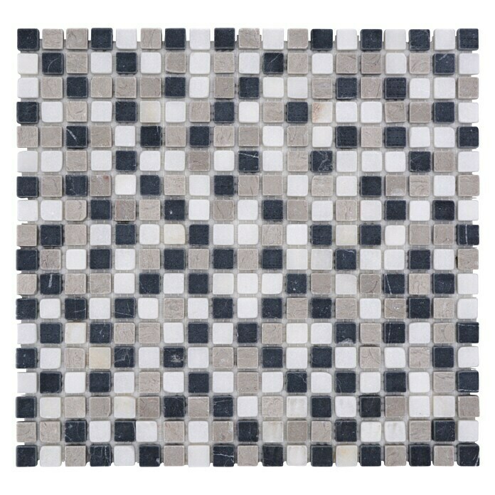 Mosaikfliese Quadrat Mix MOS 15/112532,2 x 30,5 cm, Beige/Grau/Schwarz, Matt Top View