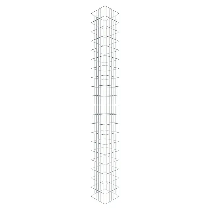 Gabiona Gabionensäule - 32 x 32 x 200 cm, Stahl, Maschenbreite: 50 mm, Maschenhöhe: 100 mm, Spirale - Aufnahme eines modularen Weinregals aus Aluminium, das eine moderne und minimalistische Ästhetik für die stilvolle Weinlagerung bietet.