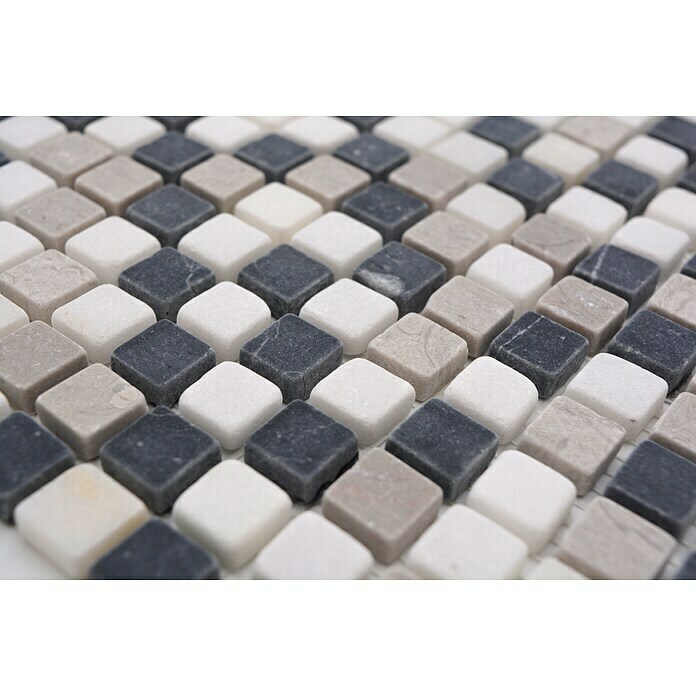 Mosaikfliese Quadrat Mix MOS 15/112532,2 x 30,5 cm, Beige/Grau/Schwarz, Matt Detail Shot