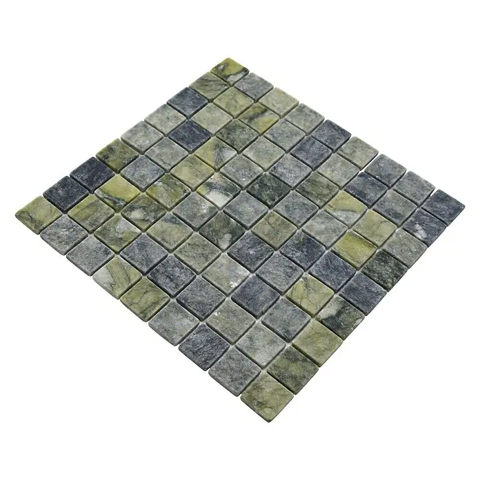 Mosaikfliese Quadrat MOS 32/407 - 30,5 x 30,5 cm, Grün, Matt - Quadratische Mosaikfliese mit grünen und grauen Farbtönen, ideal für stilvolle Wand- und Bodengestaltungen.