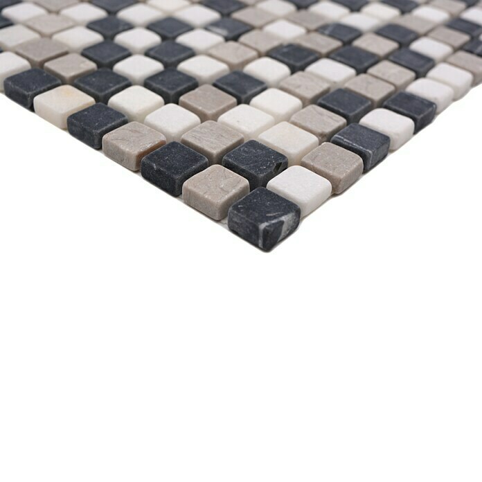 Mosaikfliese Quadrat Mix MOS 15/112532,2 x 30,5 cm, Beige/Grau/Schwarz, Matt Detail Shot