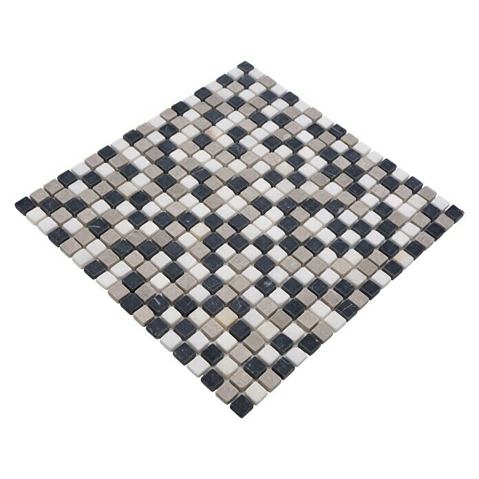 Mosaikfliese Quadrat Mix MOS 15/112532,2 x 30,5 cm, Beige/Grau/Schwarz, Matt Diagonal View