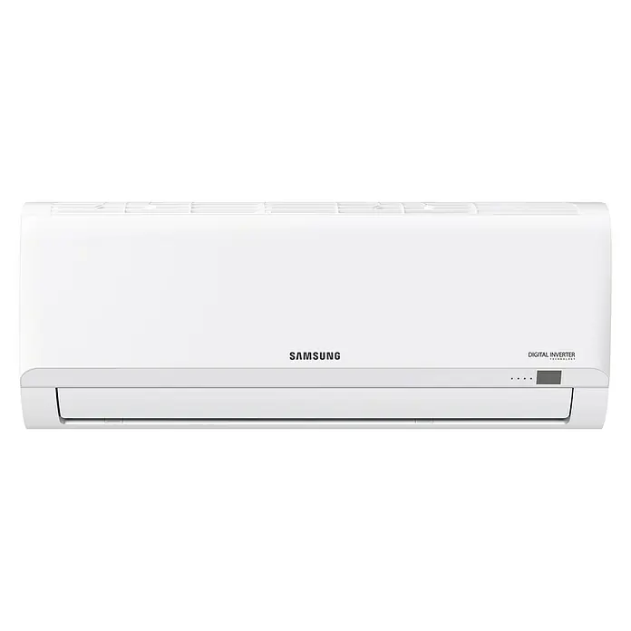 Samsung Aire acondicionado Inverter AR30 - 3.500 W - 3.520 W, 3.800 W, 30 m², Blanco - Primer plano de un aire acondicionado Samsung Digital Inverter blanco para el control de la temperatura interior.