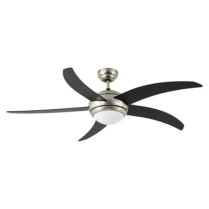 Arte confort Ventilador de techo Rocio - Negro, 132 cm, 38 W, Blanco neutro - Ventilador de techo con cinco aspas e iluminación LED integrada para crear un ambiente agradable en la habitación.