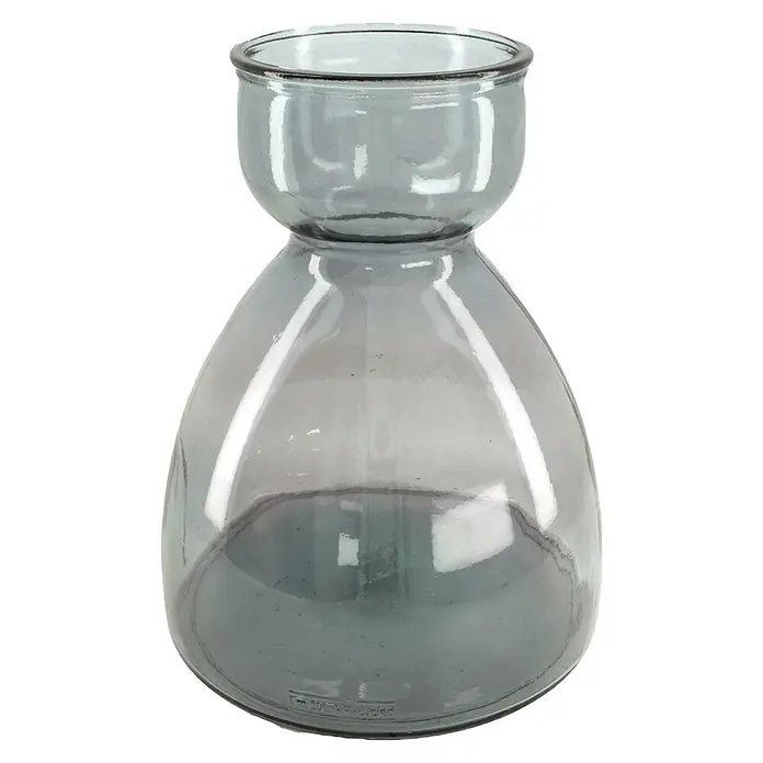 Vase Recyceltes Glas - Ø x H: 27 x 34 cm, Glas, Grau - Graue Glasvase mit bauchiger Form und schmalem Hals. Ideal für Dekoration und Blumenarrangements.