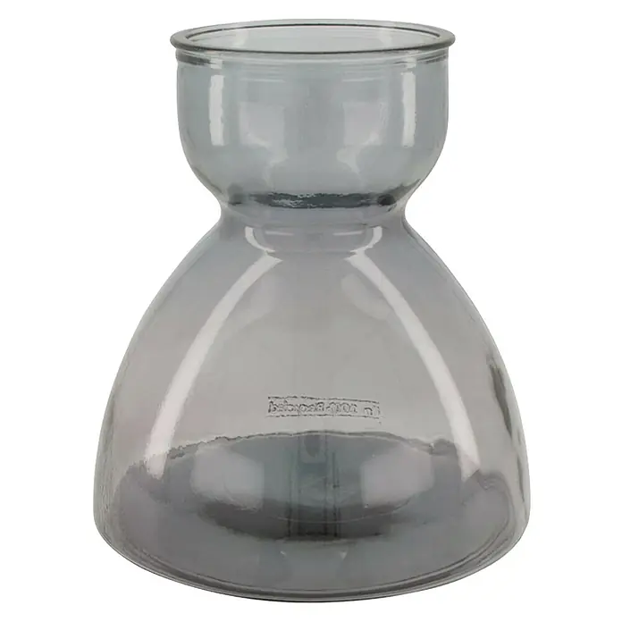 Vase Recyceltes Glas - Ø x H: 21,5 x 23 cm, Glas, Grau - Graue Glaskaraffe mit breiter Basis und schmalerem Hals, ideal zum Servieren von Getränken mit Stil.
