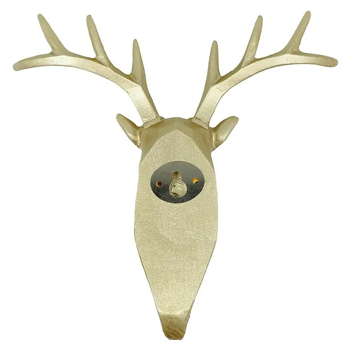 Garderobenhaken Rentier - L x B x H: 16 x 6,2 x 17 cm, Gold - Goldener Deko-Hirschkopf zur Wandmontage, ein stilvolles Accessoire für jedes Zuhause.