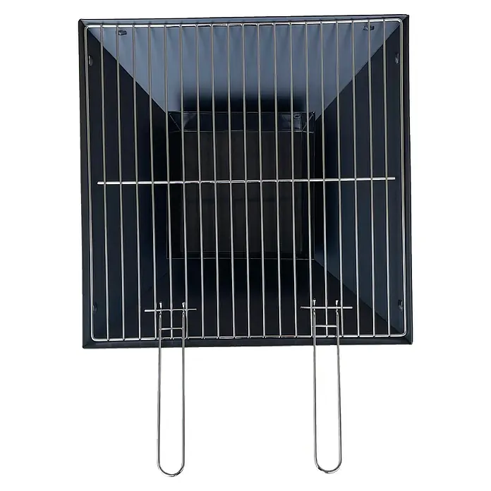 Grillstar Holzkohlegrill Firebowl - Grillfläche (B x T): 43 x 43 cm, Schwarz - Nahaufnahme eines schwarzen Holzkohlegrills mit verchromtem Grillrost und Griffen. Ideal für Grillabende im Freien.
