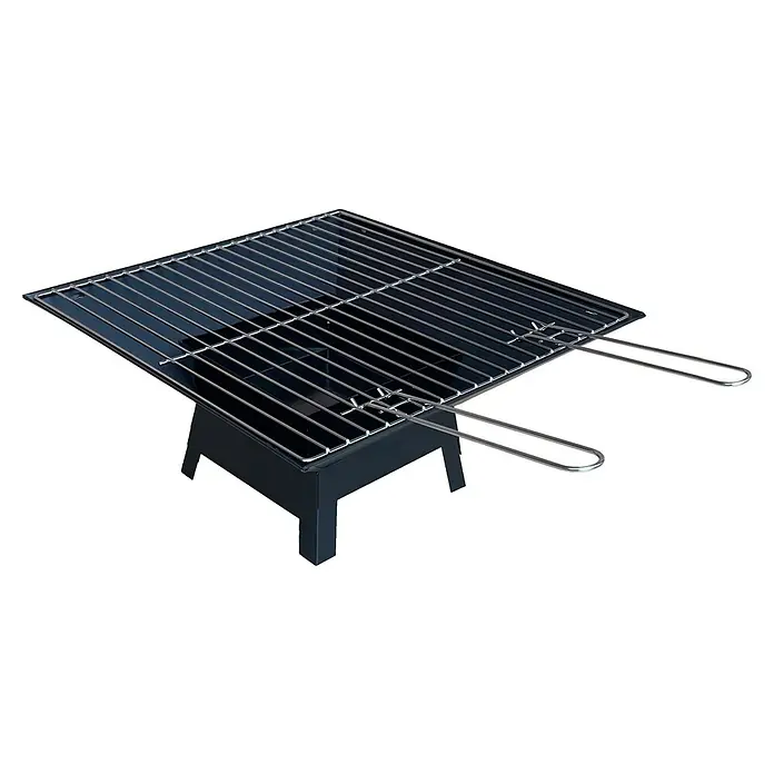 Grillstar Holzkohlegrill Firebowl - Grillfläche (B x T): 43 x 43 cm, Schwarz - Grill: Schwarzer tragbarer Grill mit verchromtem Grillrost und Griffen zum einfachen Transport und Grillen im Freien.