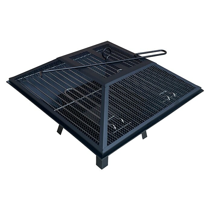 Grillstar Holzkohlegrill FirebowlSchwarz, Hauptgrillfläche: 43 x 43 cm, L x B x H: 45 x 45 x 34,5 cm Diagonal View