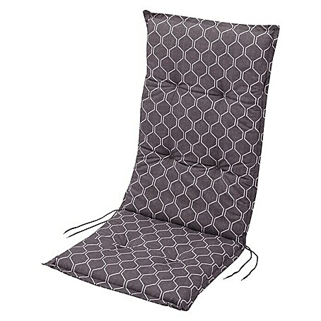 Sunfun Basic-Line Sitzauflage (Grau, Hochlehner, L x B x H: 117 x 49 x 6 cm, Materialzusammensetzung Bezug: Baumwoll-Polyester-Mischgewebe)