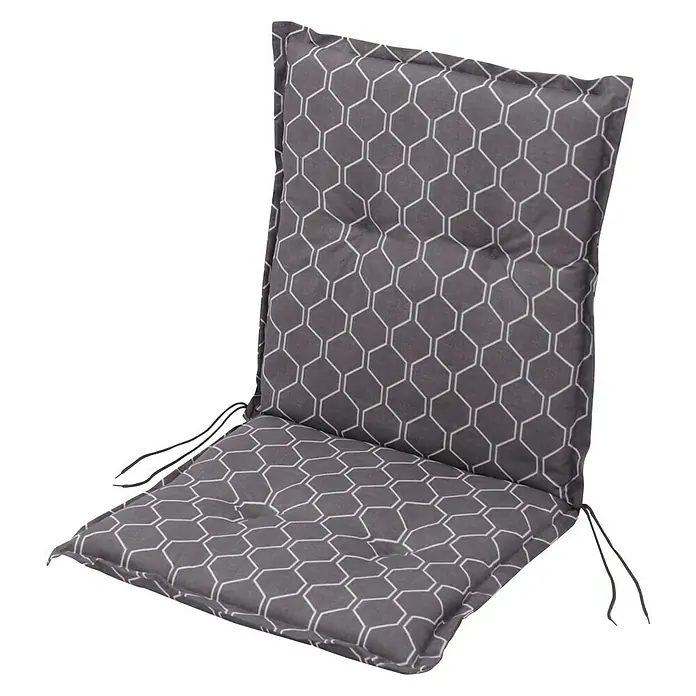 Sunfun Basic-Line Sitzauflage - Grau, Niederlehner, L x B x H: 98 x 49 x 6 cm, Materialzusammensetzung Bezug: Baumwoll-Polyester-Mischgewebe - Graues Stuhlkissen mit geometrischem Muster für zusätzlichen Komfort und Stil im Garten oder auf der Terrasse. Ideal für entspannte Stunden im Freien.